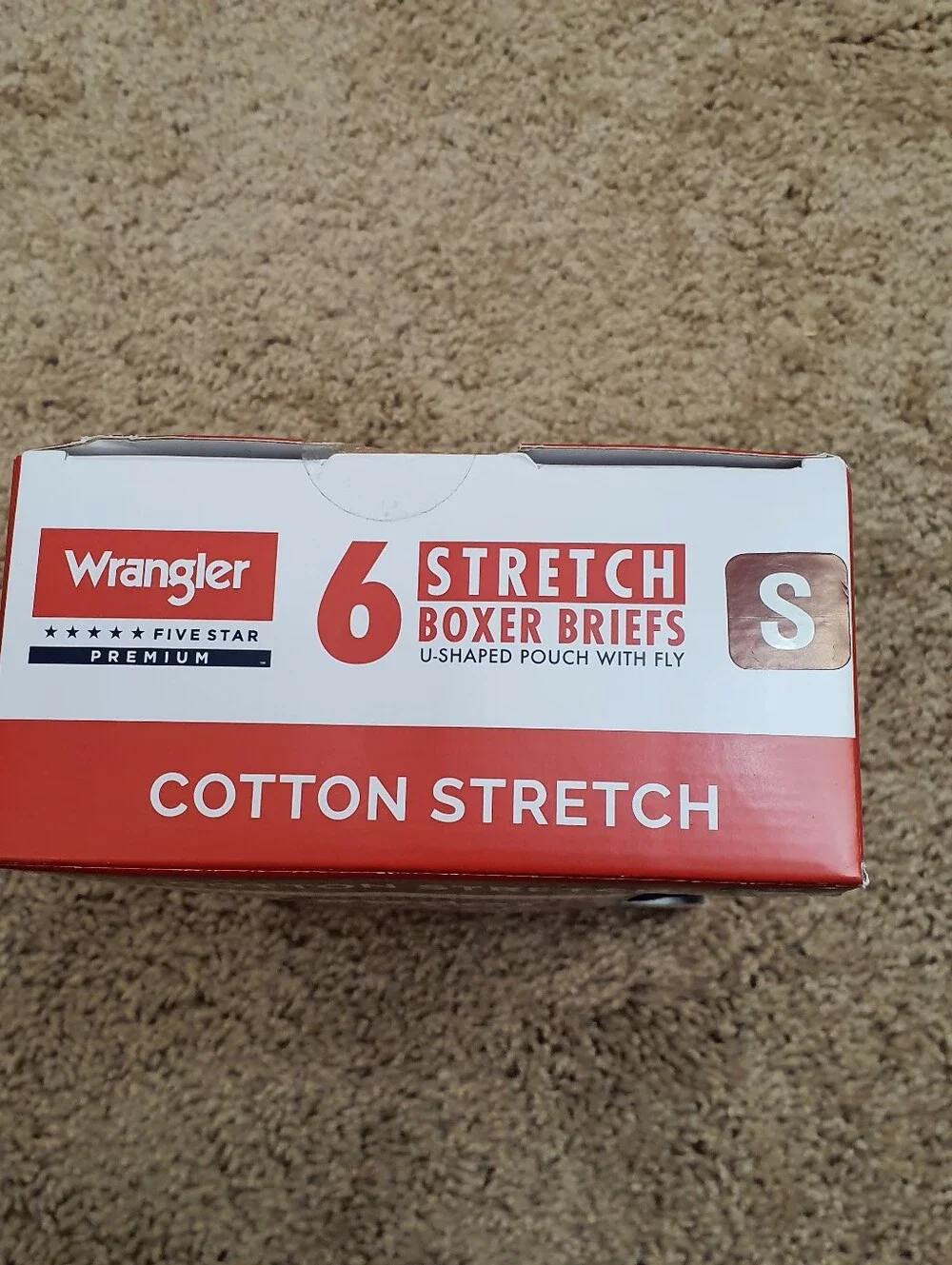 Wrangler 6 Stretch Boxer Briefs  Size Small U-Shaped Pouch Fly Cotton No Ride Up